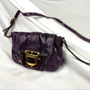 Micheal Kors PURPLE bag “Charlton” snakeskin embossed small crossbody bag